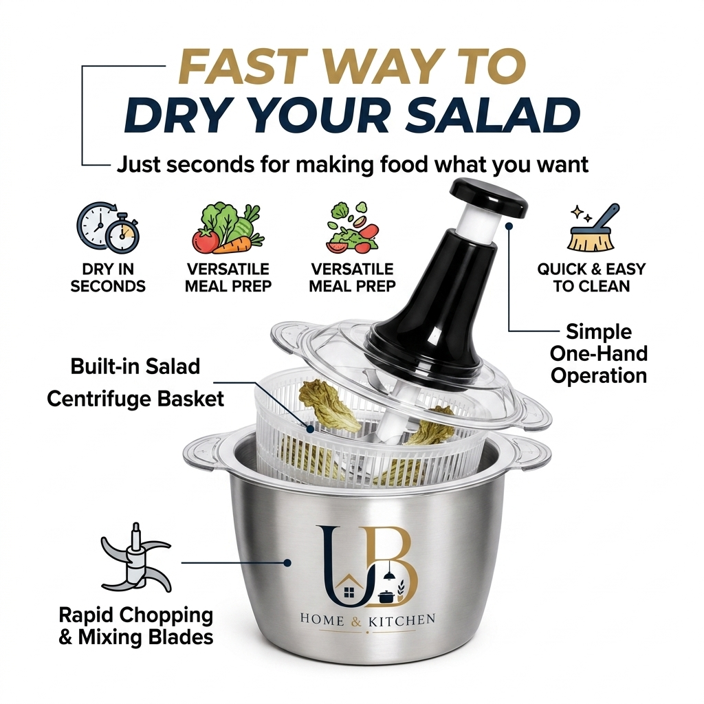Premium Manual Food Chopper – Stainless Steel Bowl | UB Home & Kitchen