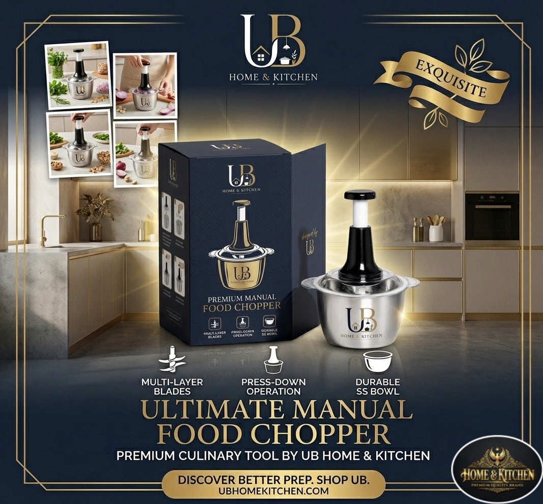 Premium Manual Food Chopper – Stainless Steel Bowl | UB Home & Kitchen