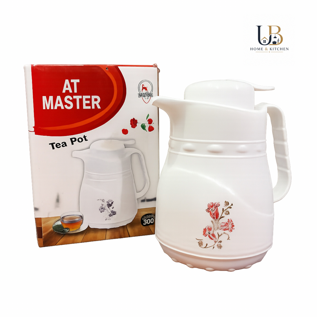 UB Home & Kitchen Premium 300ml Vacuum Insulated Tea Pot Flask | Push Button Thermos Jug | Hot & Cold Coffee & Tea Dispenser | Leakproof | 1 Year Warranty